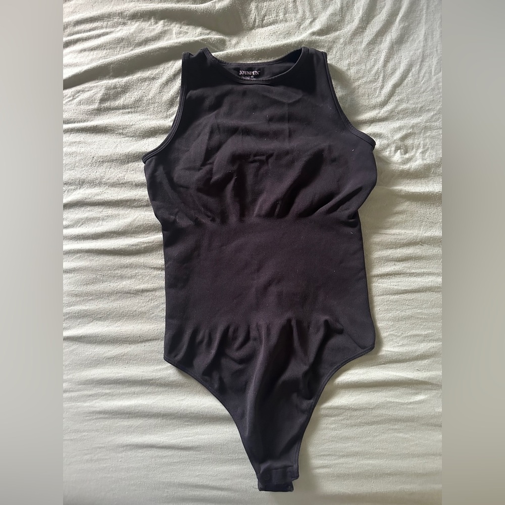 Black Bodysuit High-Cut Sleeveless